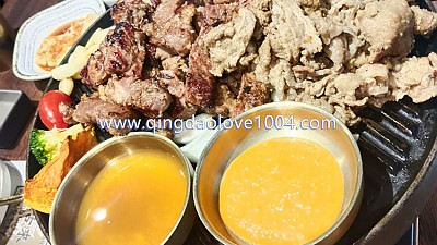 칭다오여행오셔서 한국음식을 드신다 .....